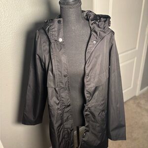 Black Hooded Raincoat
